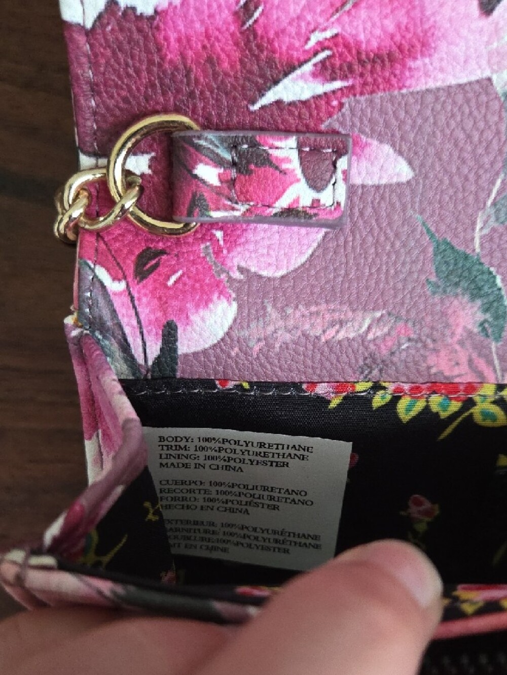 Betsey Johnson Pink Floral Bow Crossbody Bag with Gold Chain - Picture 5 of 7